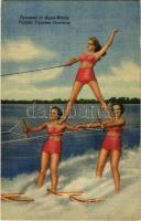 Pyramid of Aqua Maids, Florida Cypress Gardens - American circus acrobats / Amerikai vízi akrobaták, cirkusz /