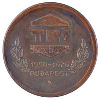 1970. TKI 1950-1970 Budapest / 20 éves a Távközlési Kutatóintézet kétoldalas bronz emlékérem (62,5mm) T:1- patina