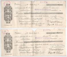 Budapest 1925-1938. 6xklf váltó bélyegzésekkel, okmánybélyegekkel T:III szakadás