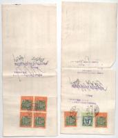 Budapest 1925-1938. 6xklf váltó bélyegzésekkel, okmánybélyegekkel T:III szakadás