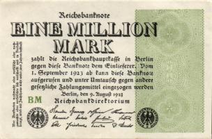 Német Birodalom / Weimari Köztársaság 1923. 1.000.000M (3x) hullám vízjellel, azonos cégjelzéssel T:I