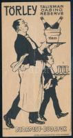 cca 1920 Törley Talisman, Casino, Réservé számolócédula, Geiger Richárd grafikája, Bp., Globus-ny., hajtásnyommal