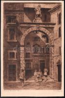 Conrád Gyula (1877-1959): Verona, Porta di Sanmicheli. Rézkarc, papír, jelzett. 32x21,5 cm
