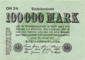 Német Birodalom / Weimari Köztársaság 1923. 100.000M (2x) Hakensterne vízjellel T:I-