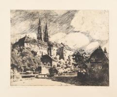 Bajor Ágost (1892-1958): Stift Klosterneuburg. Rézkarc, papír, jelzett, lap alján apró szakadással, 22×28 cm