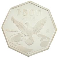 Spanyolország 2000. 1500P Ag "Millennium - Galamb" T:PP kis patina 
Spain 2000. 1500 Pese...