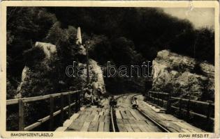 1932 Bakonyszentlászló, Cuha-völgy részlete, vasútvonal, gyerekek a síneken (szakadás / tear)