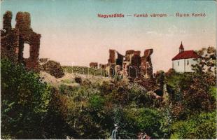 Nagyszőlős, Nagyszőllős, Vynohradiv (Vinohragyiv), Sevljus, Sevlus; Kankó várrom. Vasúti levelezőlapárusítás 6448. / castle ruins / Vynohradiv Kankiv