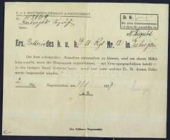 cca 1900-1918 6 db katonai vonatkozású nyomtatvány