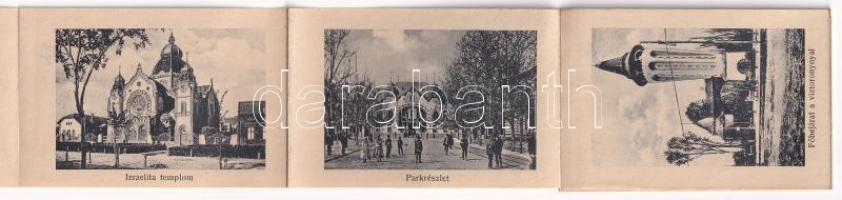 Szabadka, Subotica; Városháza este, Taussig Vilmos üzlete. Leporellolap 10 képpel (zsinagóga) / town...