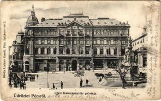1905 Pécs, Takarékpénztár palotája, Neumann M. és Lechner Kornél üzlete. Lechner Kornél saját kiadása (EK)