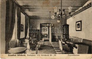 1917 Budapest XIV. Erzsébet Nőiskola, fogadóterem belső. István út 91-93. (ma Ajtósi Dürer sor), Divald (EK)