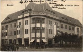 1915 Zombor, Sombor; Weidinger palota, csemege, fűszer és konzervek üzlete / shop