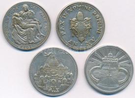 Vatikán DN 4 darabos ezüstözött Cu emlékérem tétel, közte "Paulus VI", "Joannes XXIII...