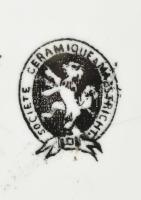 Napóleon katonái dísztányér, jelzett, kopott, alján repedés, d: 23 cm