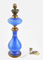 Régi kék üveg lámpatest, kopott, m: 53 cm