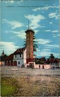 1916 Vinkovce, Vinkovci; Tűzoltósági torony. Vasúti levelezőlapárusítás / Vatrogasni toranj / firefighters tower