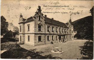 1928 Trencsénteplic-fürdő, Kúpele Trencianske Teplice; Villa Attila. Wertheim Zsigmond kiadása / Hotel (EK)