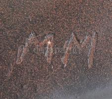 MM jelzéssel: birkózók. Festett gipsz, kopásokkal, d: 35 cm