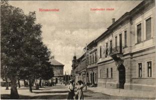 Rimaszombat, Rimavská Sobota; Erzsébet tér, fogyasztási szövetkezet üzlete, piac. Ifj. Rábely Miklós kiadása / square, shop, market