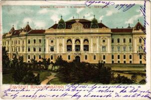 1902 Rimaszombat, Rimavská Sobota; Gömör-Kishont vármegye új székháza, vármegyeháza. Lévai Izsó kiadása / Gemer-Malohont County hall (EK)