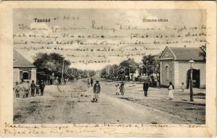 1905 Tasnád, Hosszú utca, gyógyszertár. Ábrahám Sándor kiadása / street view, pharmacy (fl)