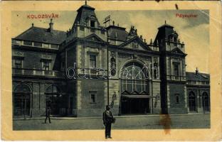 1910 Kolozsvár, Cluj; Pályaudvar, vasútállomás / Bahnhof / railway station (EB)