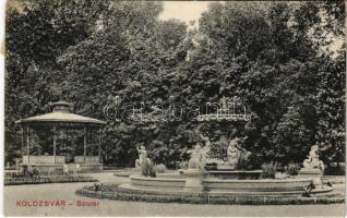 1912 Kolozsvár, Cluj; Sétatér, zene pavilon, szökőkút. Újhelyi és Boros kiadása / promenade park, fountain, music pavilion