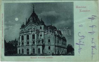 1899 (Vorläufer) Kassa, Kosice; Nemzeti színház este. Breitner Mór kiadása / theatre at night (kis szakadás / small tear)