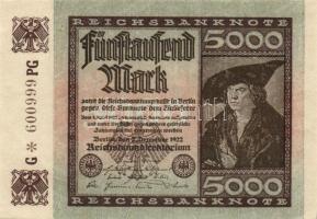 Német Birodalom / Weimari Köztársaság 1922. 5000M(6x) T:I(többség),I-(1 db)