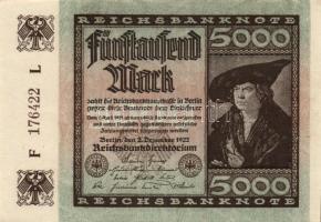 Német Birodalom / Weimari Köztársaság 1922. 5000M(6x) T:I(többség),I-(1 db)