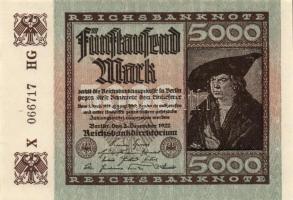 Német Birodalom / Weimari Köztársaság 1922. 5000M(6x) T:I(többség),I-(1 db)