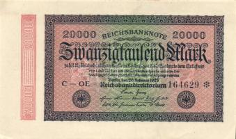Német Birodalom / Weimari Köztársaság 1923. 20.000M Gitter mit 8 vízjellel T:I