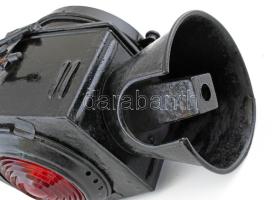 cca 1920-1930 Régi vasúti lámpa, újrafestett, de eredeti üvegekkel, m: 50 cm