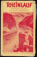 cca 1950 Rheinlauf von Mainz bis Köln, ein Relief-Panorama / A Rajna Mainztól Kölnig, kihajtható, színes, illusztrált turisztikai prospektus, német nyelvű, kissé sérült, 154x19,5 cm