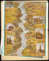 cca 1950 Rheinlauf von Mainz bis Köln, ein Relief-Panorama / A Rajna Mainztól Kölnig, kihajtható, sz...