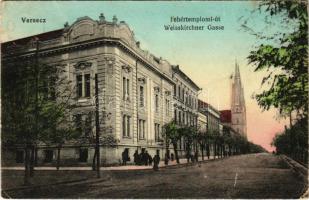 1915 Versec, Vrsac; Fehértemplomi út / Weisskirchner Gasse / street view (fa)