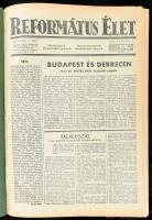 1942 Református Élet 1-46. szám. Majdnem teljes évfolyam. Szerk.: Ravasz László, Muraközy Gyula. Félvászon-kötésben, kopott borítóval és kissé sérült gerinccel, egy lap kijár, egy lap sérült, lyukas.