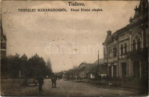 Técső, Tiacevo, Tiachiv, Tyachiv (Máramaros); Fő tér, Korona szálloda. Szabó Lipót kiadása / main square, hotel (Rb)