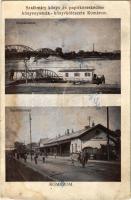 1929 Komárom, Komárnó; vasútállomás és hajóállomás. Szathmáry könyvnyomda kiadása / port, railway station (Rb)