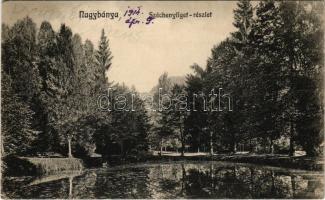 1914 Nagybánya, Baia Mare; Széchenyi liget. Kovács Endre kiadása / park, lake (Rb)