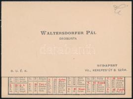 1906 Waltersdorfer Pál droguista kártyanaptára