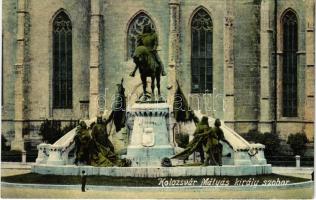 Kolozsvár, Cluj; Mátyás király szobor. Lepage Lajos kiadása / statue