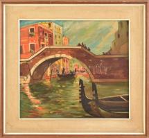 Romanello jelzéssel: Velencei részlet. Olaj, falemez. Dekoratív keretben, 43x28,5 cm.