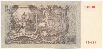 Ausztria 1950. 20Sch "1038 19437" T:III szép papír
Austria 1950. 20 Schilling "1038 ...