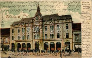 1902 Szatmárnémeti, Szatmár, Satu Mare; Pannonia szálloda, Halász Mór üzlete. Reizer János kiadása / hotel, shops (EK)