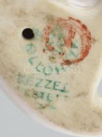 Hollóházi art deco macska, tervező: Torma Istvánné, kézzel festett, jelzett, mázhibával, kiskopásnyo...