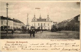 1900 Máramarossziget, Sighet, Sighetu Marmatiei; Fő tér, piac. Mayer és Beger kiadása / main square, market (EK)