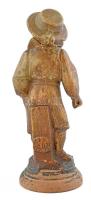 Kerámia fiú figura, kopásnyomokkal, sérült, hiányos, m: 19 cm