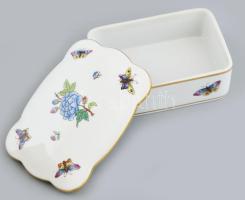 Herendi Viktória mintás dobozka. Kézzel festett, jelzett, hibátlan 14x10 cm